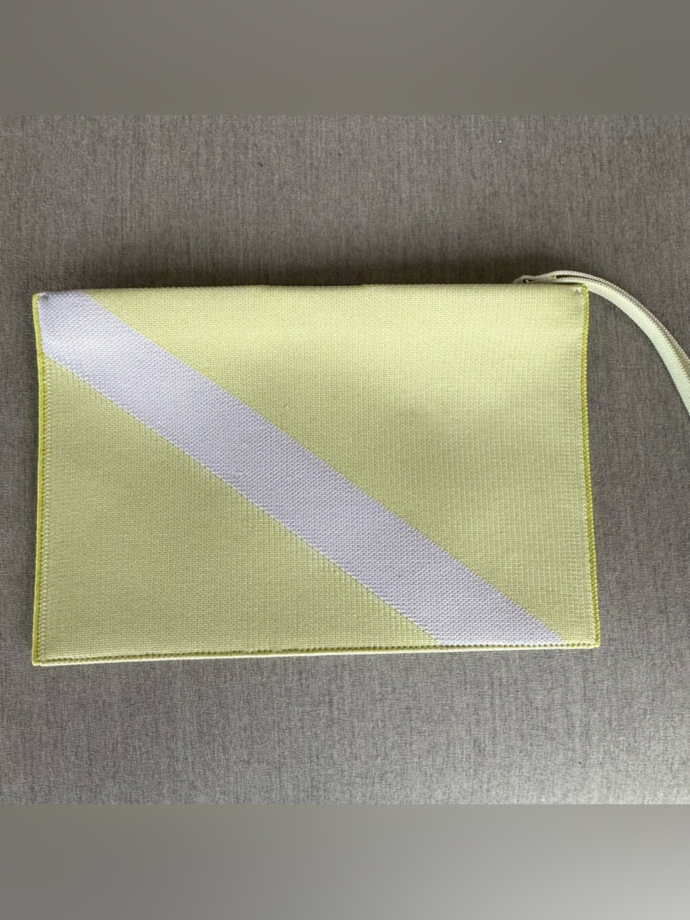 Rothy's Light Yellow Wristlet Clutch with White Diagonal Stripe